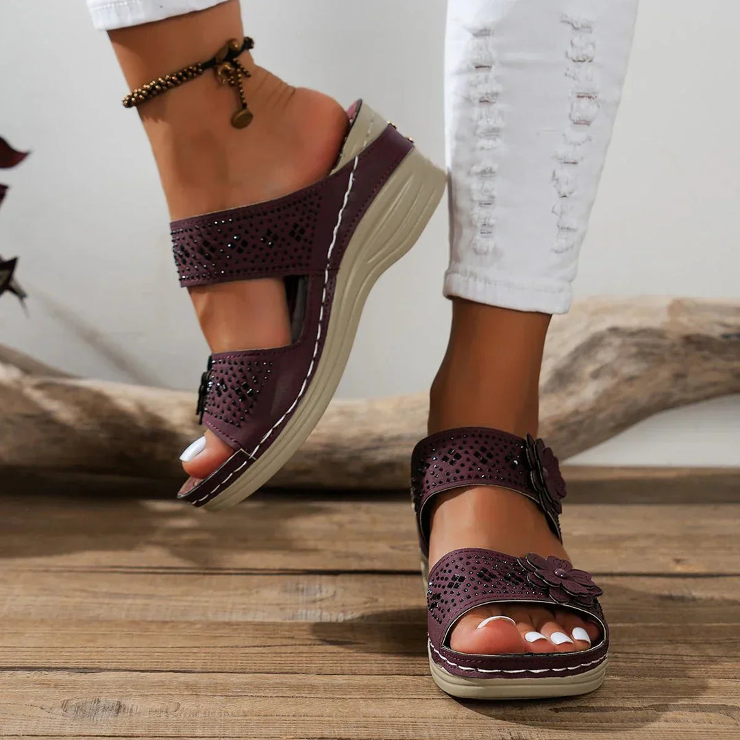 Maribel | Floral Cutout Wedge Sandals