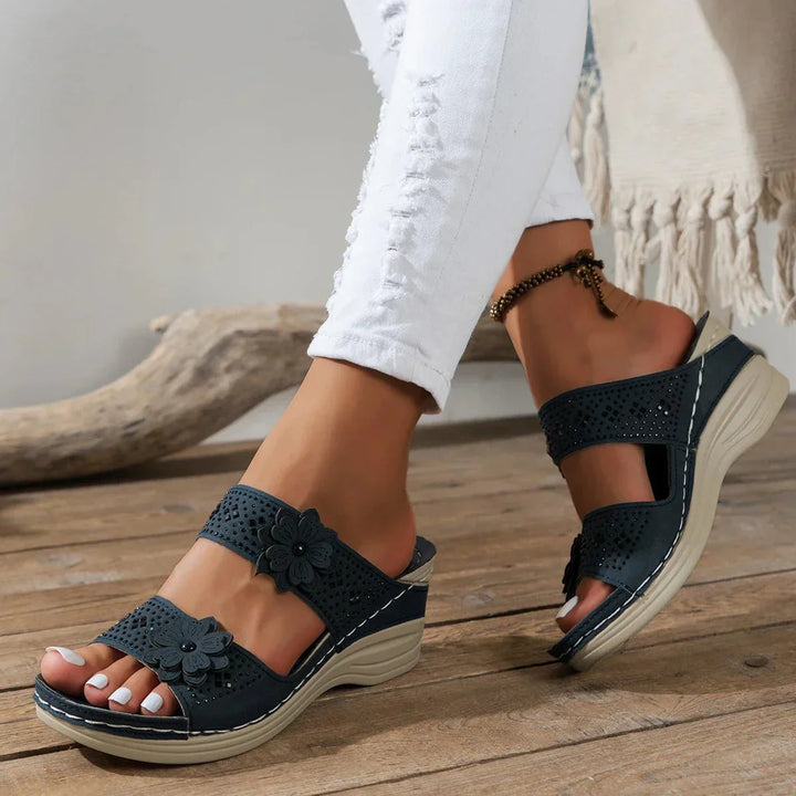 Maribel | Floral Cutout Wedge Sandals