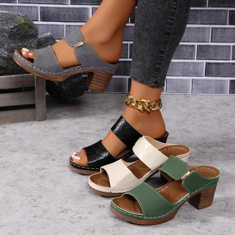 Claudina | Quilted Block Heel Sandals
