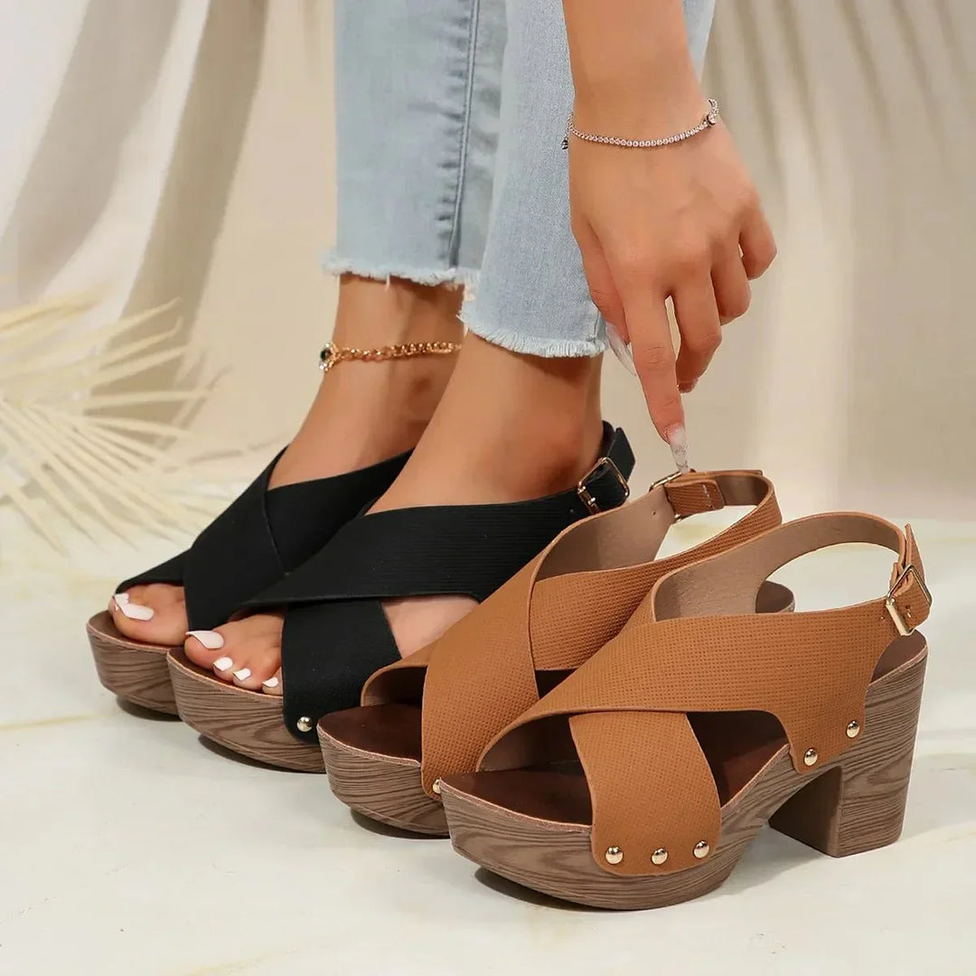 Sarina | Comfortable Platform Crisscross Sandals