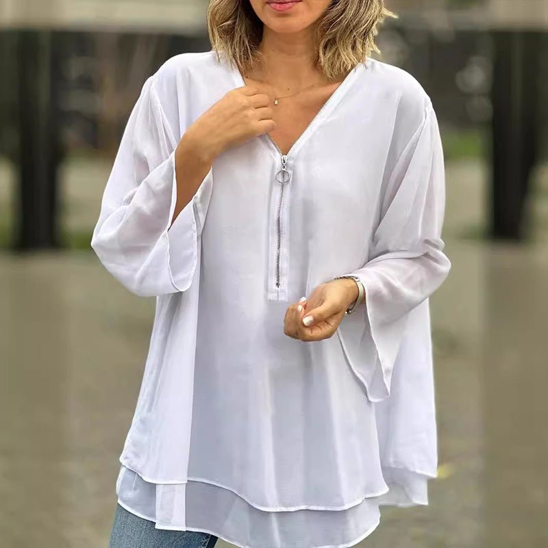 Lorelai Chiffon Zipper Blouse