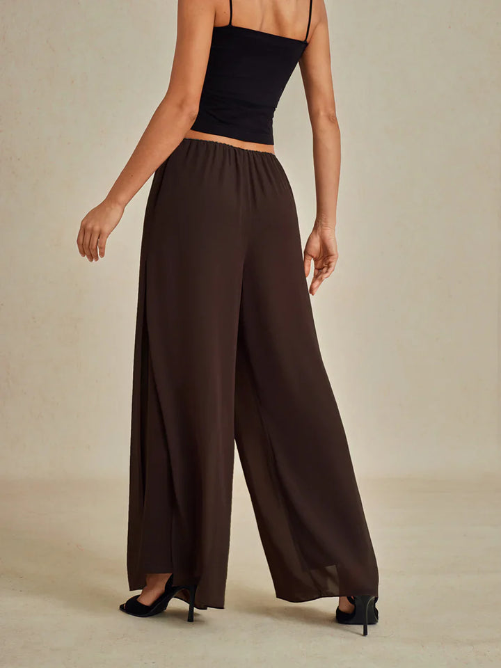 Nova | Straight-Leg Pants with Chiffon Split Overlay
