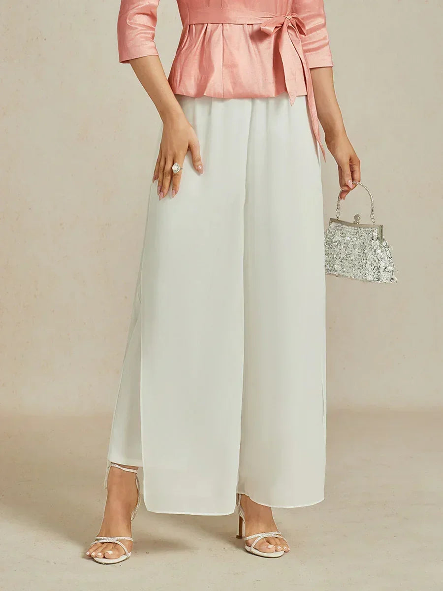 Nova | Straight-Leg Pants with Chiffon Split Overlay