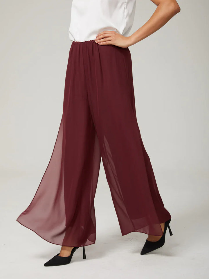 Nova | Straight-Leg Pants with Chiffon Split Overlay