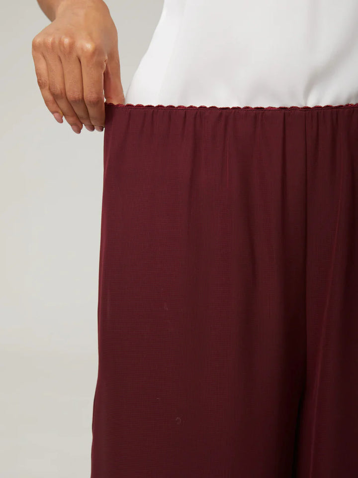 Nova | Straight-Leg Pants with Chiffon Split Overlay