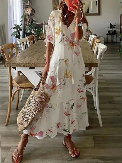 Susan | Boho Maxi Dress with Flattering Tummy Coverage