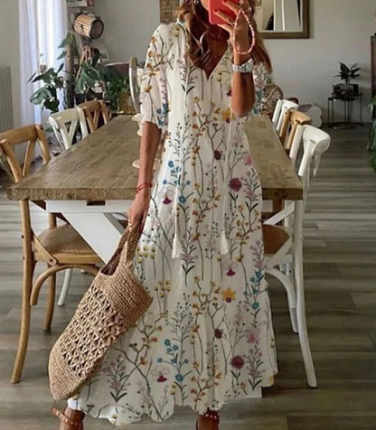 Susan | Boho Maxi Dress with Flattering Tummy Coverage