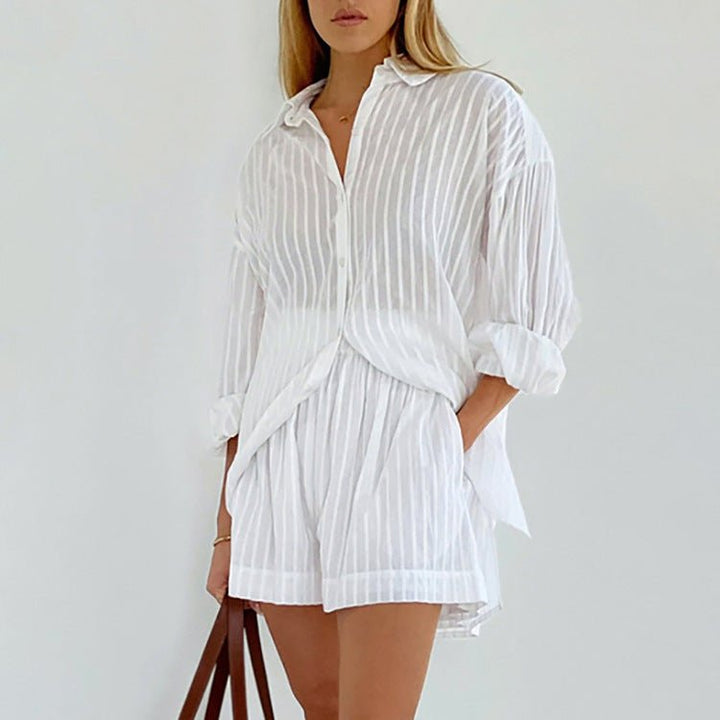 Lioren | Striped Button-Up Two-Piece Set