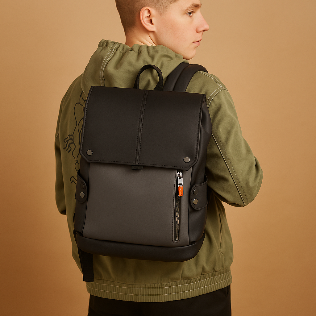 Evi | Waterproof leather laptop backpack
