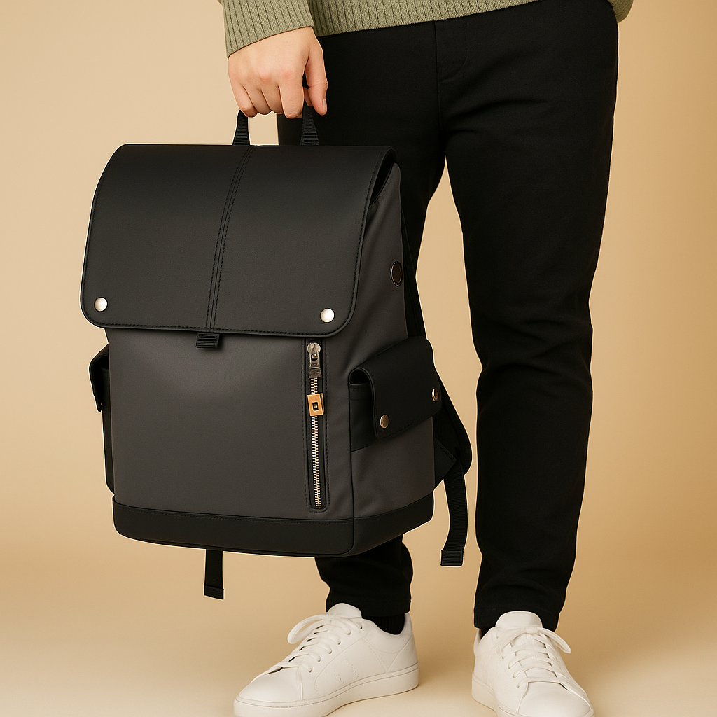 Evi | Waterproof leather laptop backpack