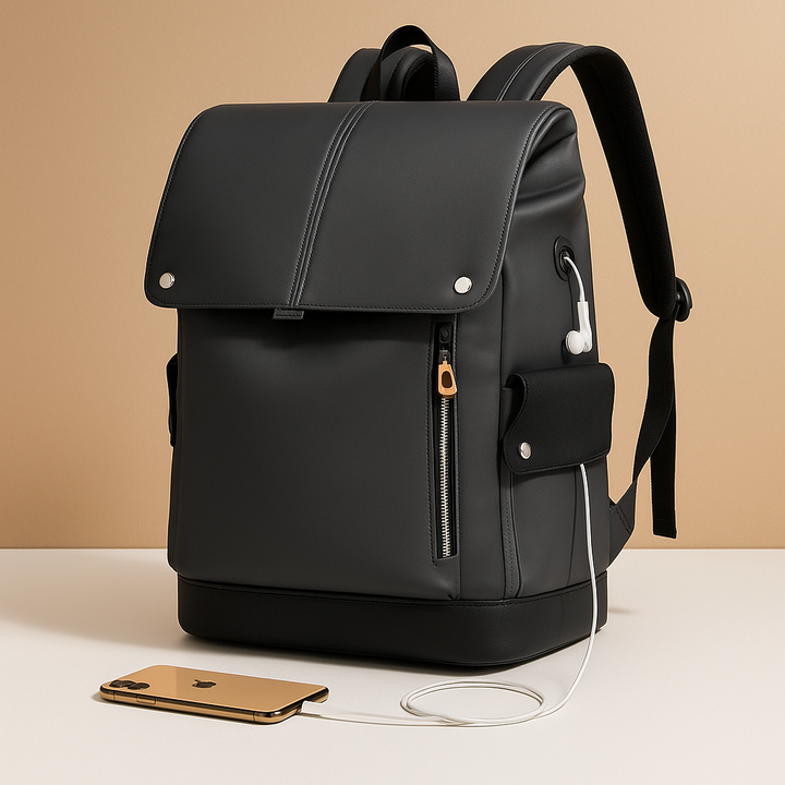 Evi | Waterproof leather laptop backpack